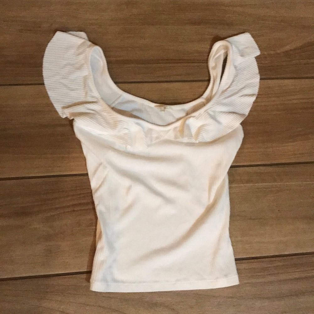 GARAGE WHITE RUFFLE TANK TOP